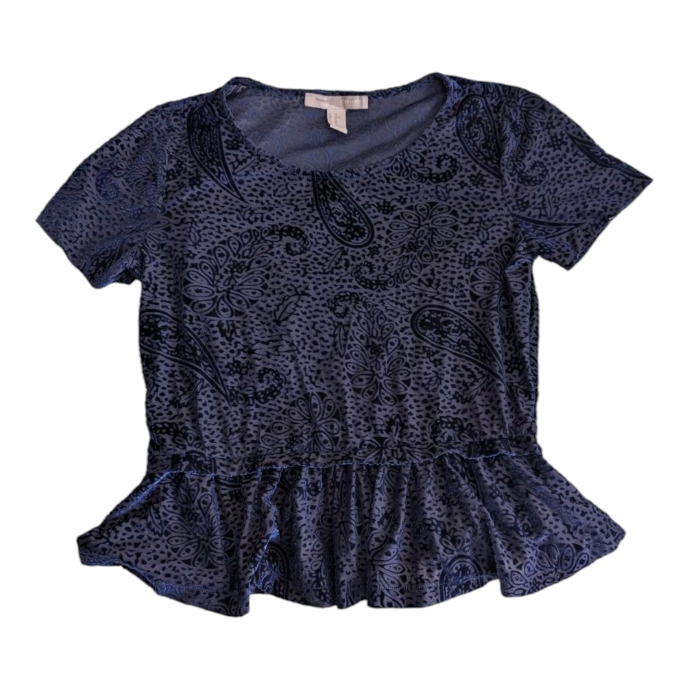 Forever 21 Navy Paisley Peplum Top